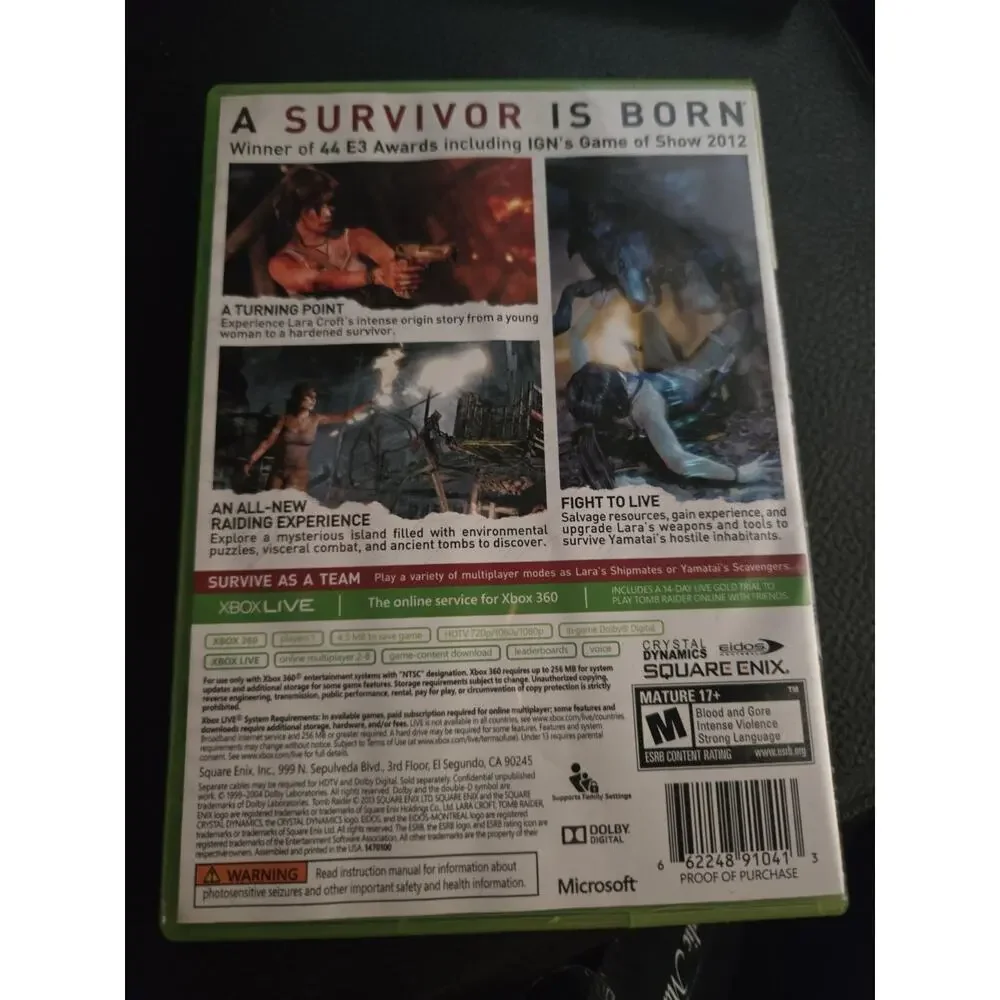 Tomb Raider Xbox 360 2013 Square Enix Lara Croft Complete w/ Case